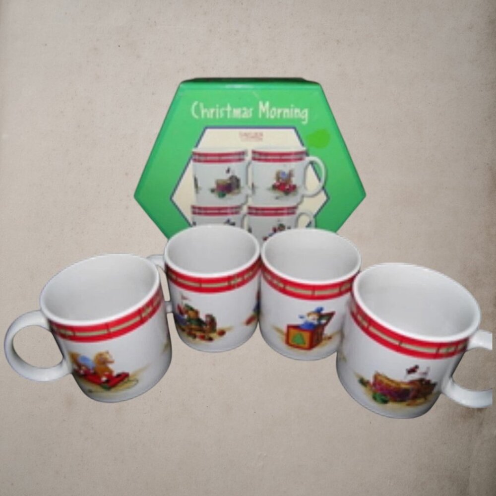 Mugs Cocoa Oneida Sakura Christmas Morning Stoneware 4 pc. Vibrant Coffee T2